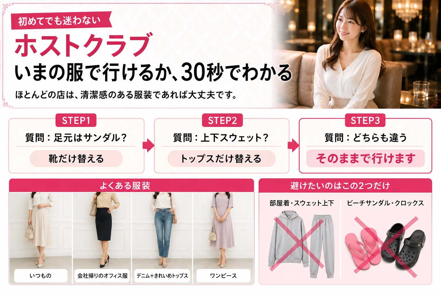 ホストクラブの服装|みんな何を着てる?いまの服で行けるか判定