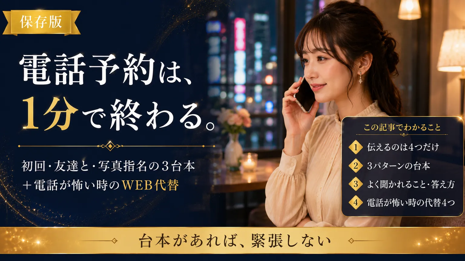 ホスト電話予約の台本｜初回3パターン＋WEB予約代替2026