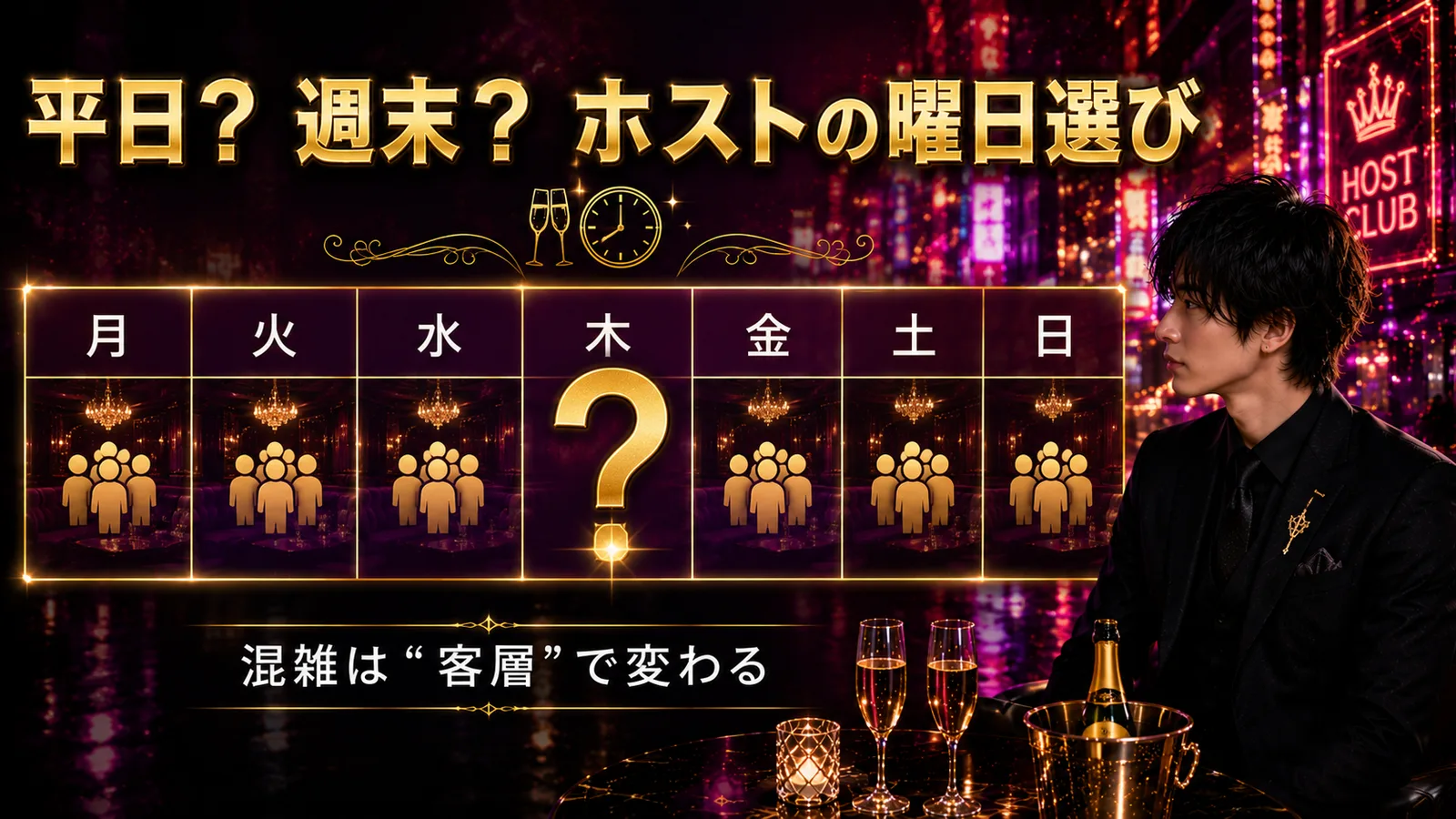 ホストクラブは平日と週末どっちがいい?曜日別の選び方