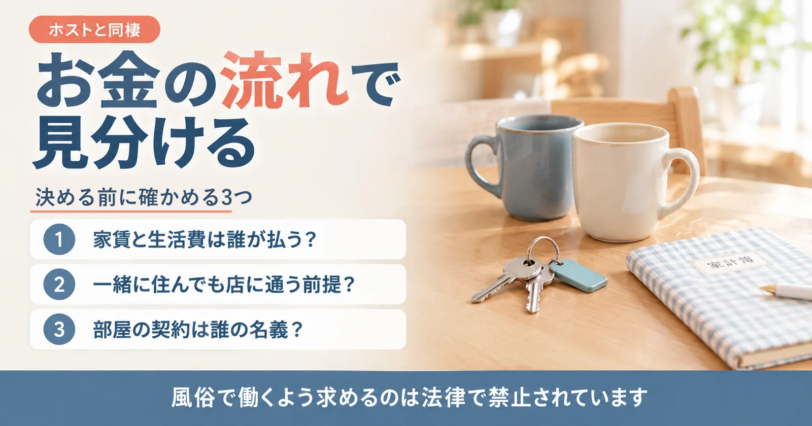 ホストと同棲|同棲営業か本気かは「お金の流れ」で見分ける。同棲しようと言われたら確かめる3つのこと