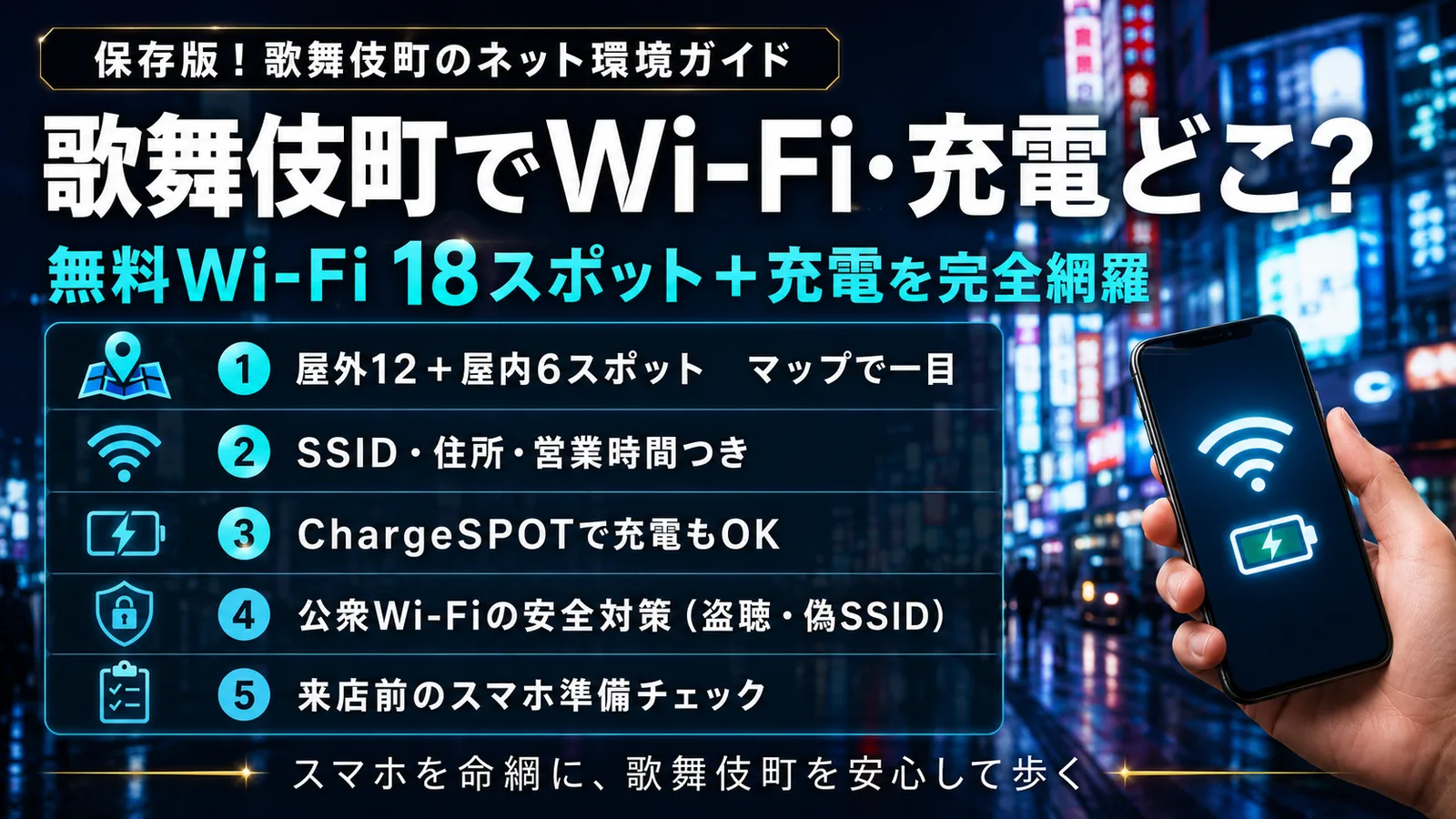 歌舞伎町フリーWi-Fi|屋外12&屋内6スポットマップと注意点