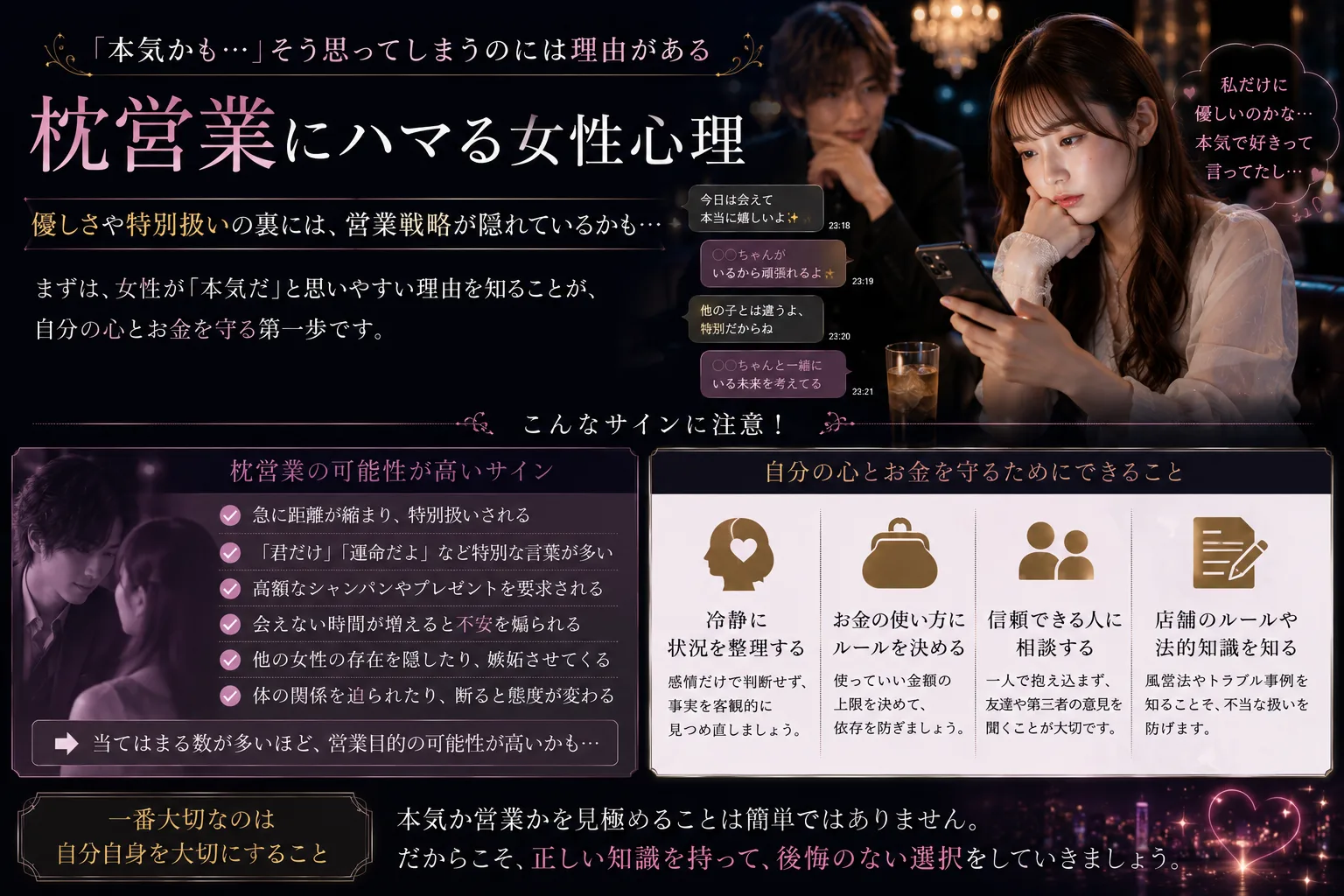 枕営業にハマる女性心理と注意すべきサイン、自分の心とお金を守るためにできること