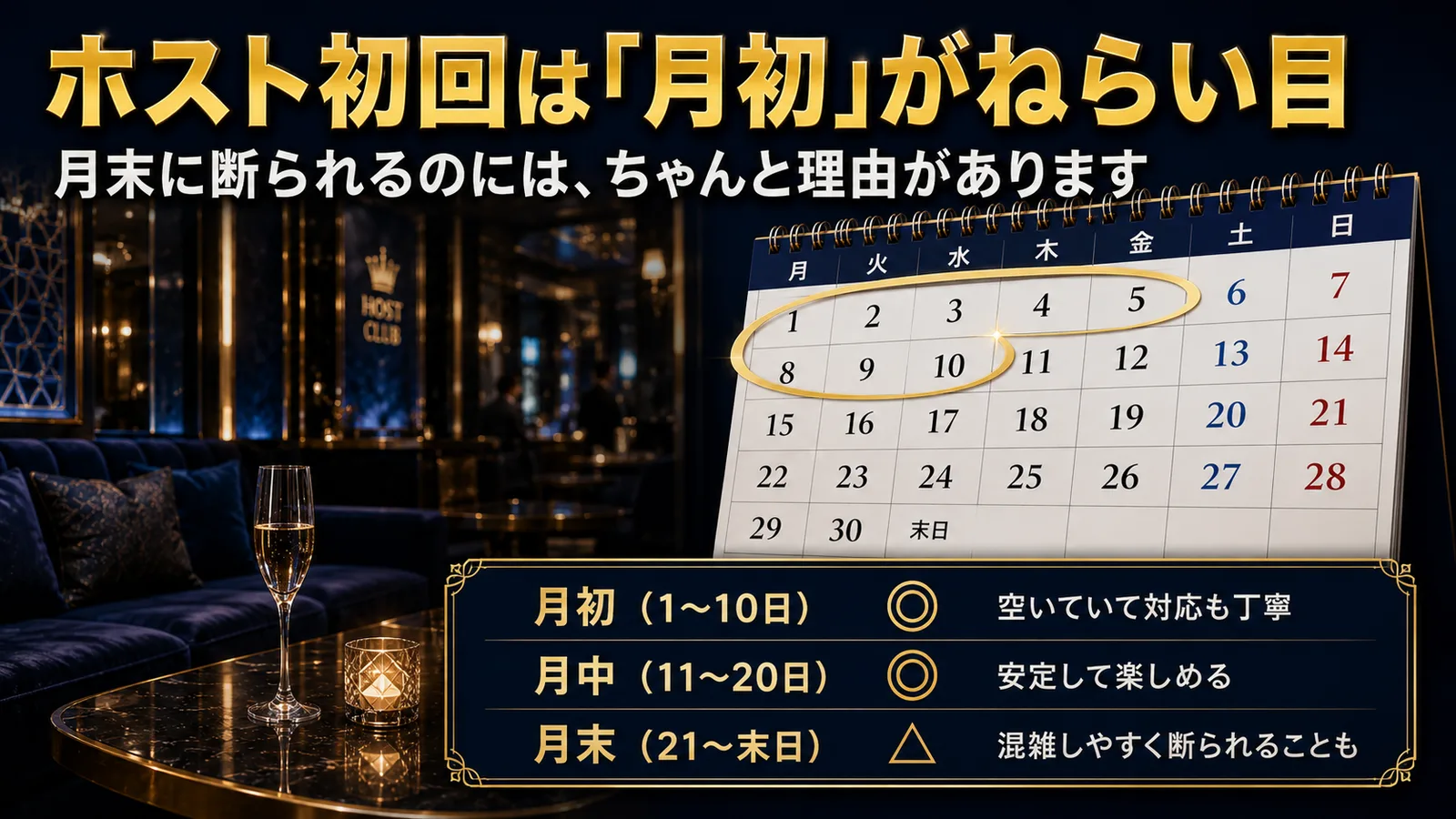 ホスト初回は月末NG?断られる理由と月初の狙い目