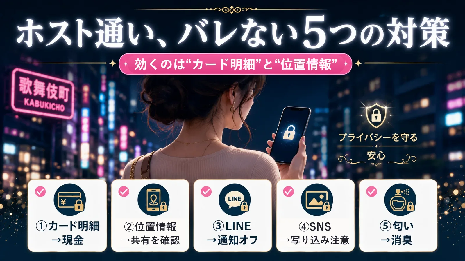 ホスト通いがバレない方法｜カード明細・位置情報・SNSの身バレ対策