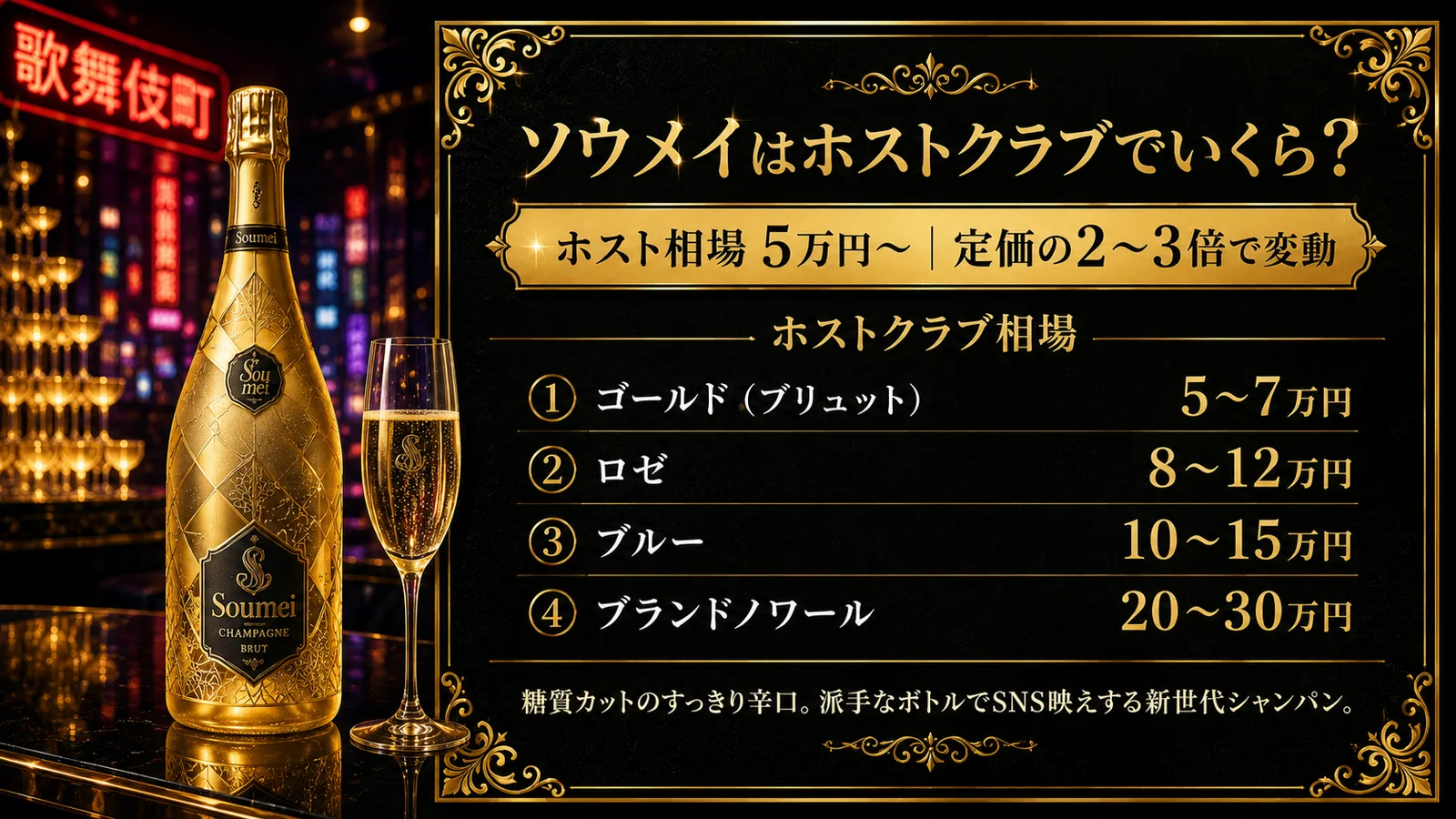 ソウメイ値段|ホスト5万円〜・色で選ぶ新世代シャンパン