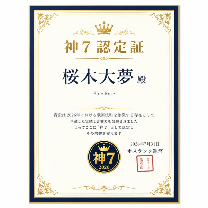 桜木大夢（Blue Rose）の神7認定証